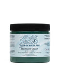 Midnight Green Silk All-In-One paint is perfect for painting kitchen cabinets, bathroom cabinets and painting furniture. 16oz can of Midnight Green Silk All-In-One paint.
