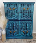 Galaxy Terra Clay Paint provides endless possibilities for your imagination and can be used on wood, canvas, tile, fabric and more!    A 4 door cabinet painted with Galaxy Terra Clay paint and other blue Terra colors. Straight from the earth, and heavily pigmented Terra Clay paint is your perfect choice. Most colors are one coat coverage but don’t stop there, the skies the beginning with Terra Clay Artisan paint.