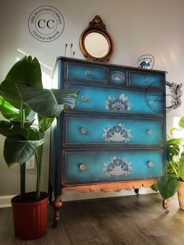 Terra Clay Paint Galaxy Terra Clay Paint - A beautifully blended dresser painted with Galaxy and teal colors. The embroidered lotus transfer was added to the drawers. Straight from the earth, and heavily pigmented Terra Clay paint is your perfect choice. Most colors are one coat coverage but don’t stop there, the skies the beginning with Terra Clay Artisan paint.