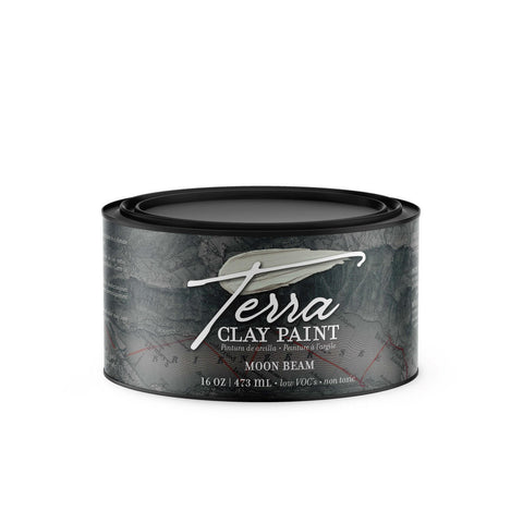 Moon Beam Terra Clay Paint provides endless possibilities for your imagination and can be used on wood, canvas, tile, fabric and more! 16 oz. label facing can of Terra Moon Beam.