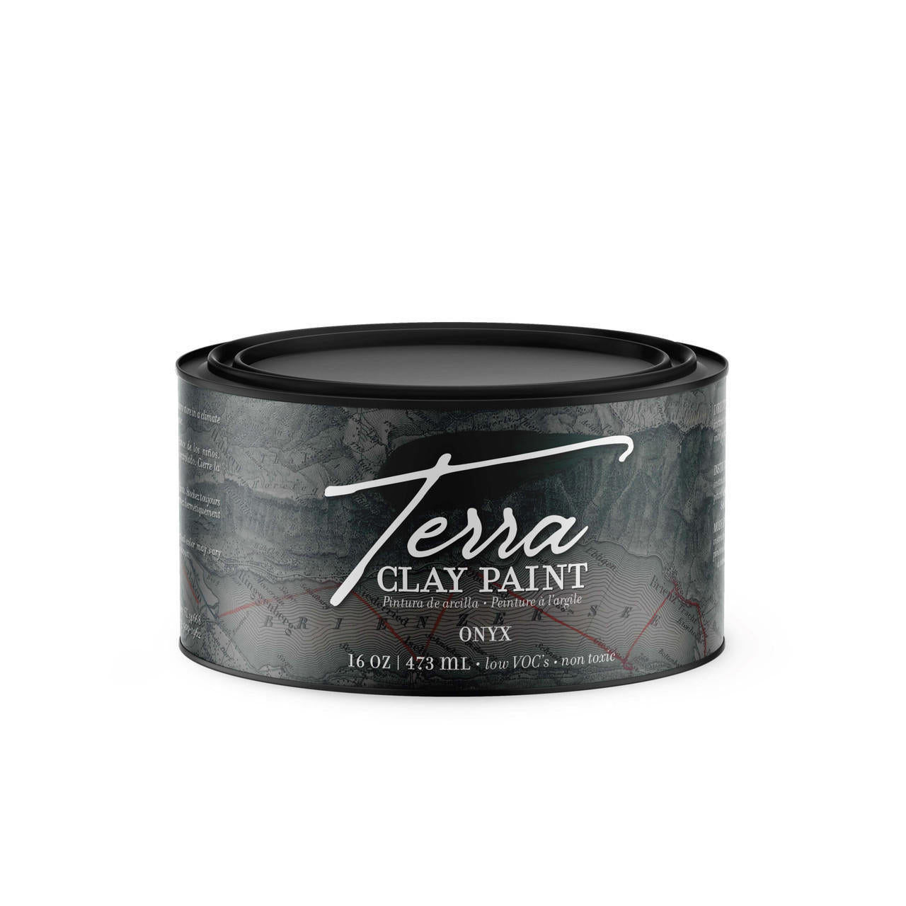 Onyx Terra Clay Paint provides endless possibilities for your imagination and can be used on wood, canvas, tile, fabric and more! 160z can of terra clay paint onyx.