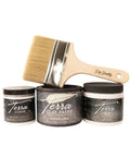 Terra Clay Paint Bundle 
Image shows, from Left to Right; an 8 ounce Terra clean, Terra Clay Paint 16 ounce in Prairie Dawn, Terra seal in a 16 ounces with a Big Daddy Brush on top of the Terra paint and the Terra seal horizontally on a white background.