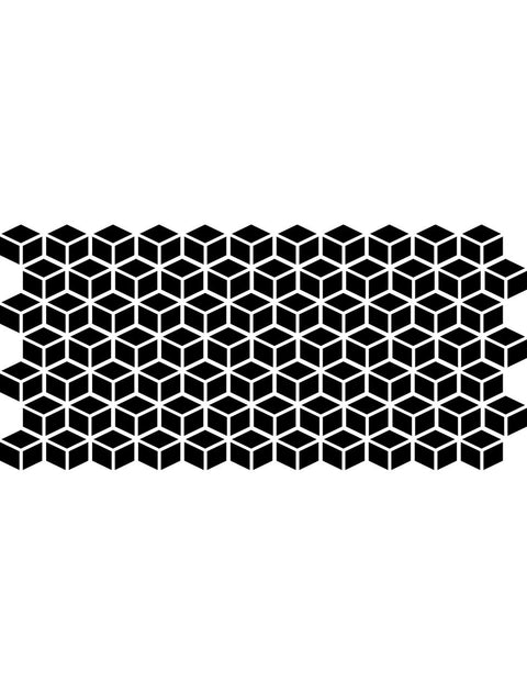 Belles and Whistles Trippy Blocks - Stencil provides an extra decorative touch to any project!  A digital image of the Trippy Blocks Stencil with a white background.