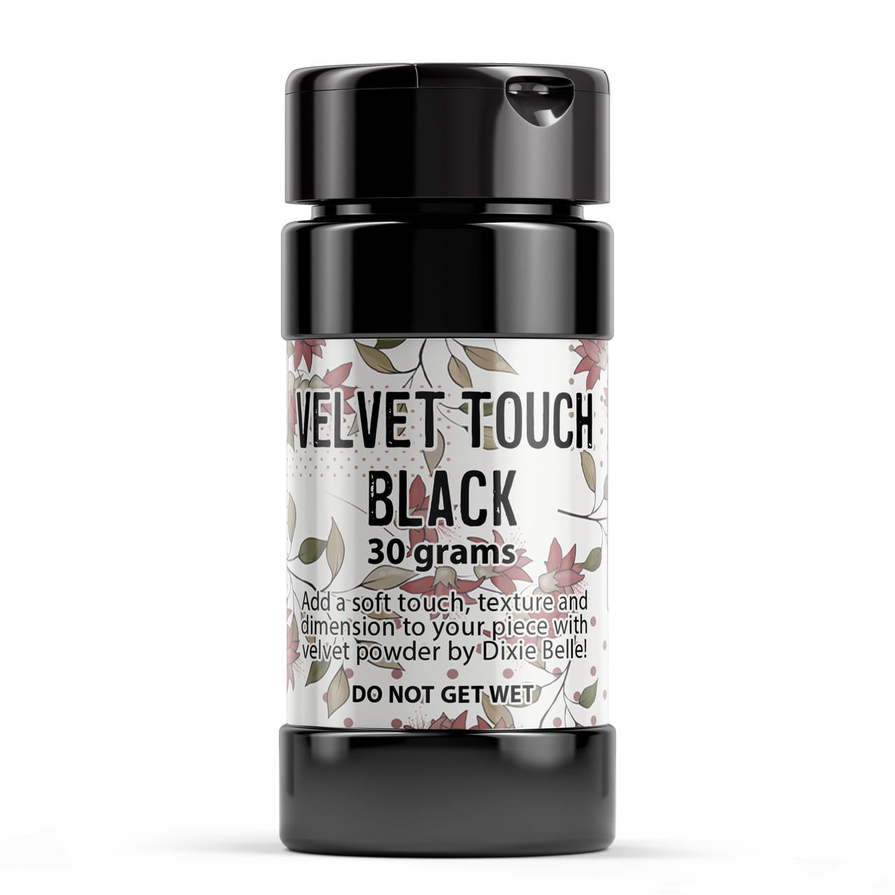 Image of Black Velvet Touch. 30 grams. Add a soft touch, texture, and dimension to your piece with velvet powder by Dixie Belle! Do Not Get Wet.
