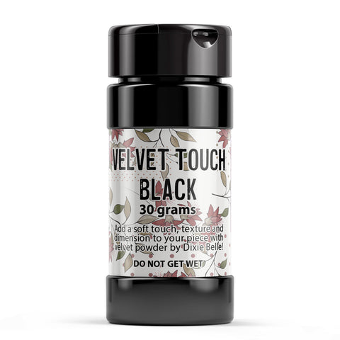 Image of Black Velvet Touch. 30 grams. Add a soft touch, texture, and dimension to your piece with velvet powder by Dixie Belle! Do Not Get Wet.