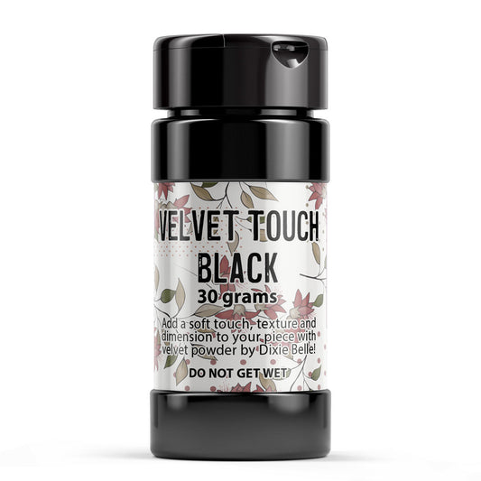 Image of Black Velvet Touch. 30 grams. Add a soft touch, texture, and dimension to your piece with velvet powder by Dixie Belle! Do Not Get Wet.