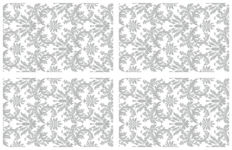 Image of Wedding Lace Transfer. Has soft gray feather-like  intricate swirls and pattern on 4 sheets.