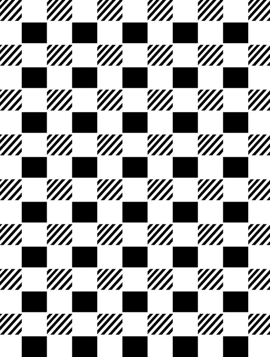 Belles and Whistles Whimsical Check - Stencil provides an extra decorative touch to any project!  A digital image of the Whimsical Check stencil with a white background.