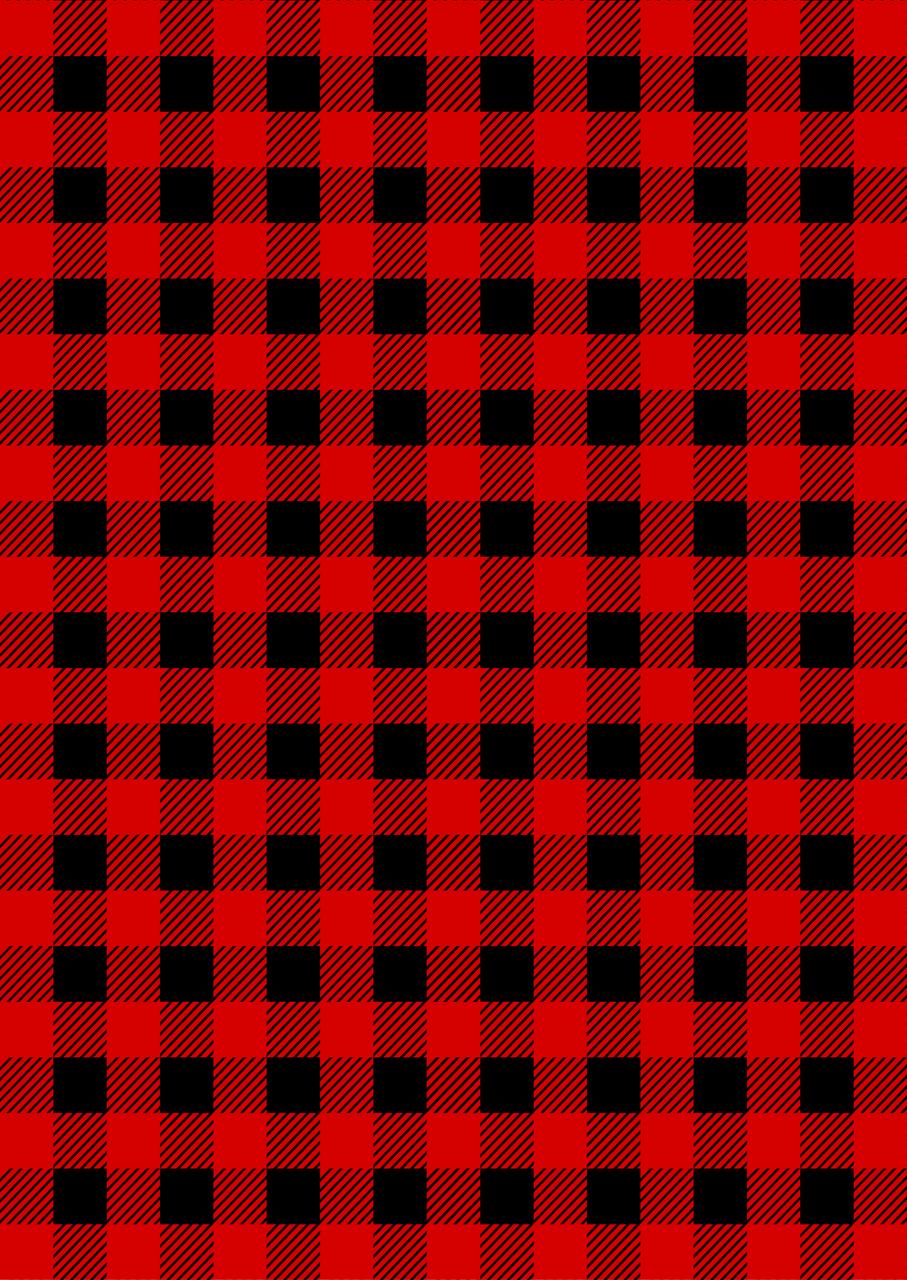 Three Christmas-themed fabric patterns: on the right, a red and black buffalo check pattern.