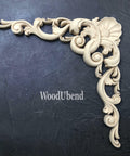 WoodUBend Applique #6069 (Set of 2) is the perfect mouldable embellishment for any project!
This shows one piece of the two pack of the WoodUBend package.  It is the Applique that looks like it could be used as a corner on a piece of furniture.  Its wavy and frilly with a sea shell on the top part of the curve.