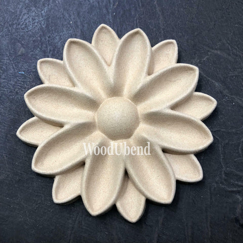 WoodUBend Floral Applique #6098 (Set of 2) is the perfect mouldable embellishment for any project!
The round Floral Applique #6098 (Set of 2) staged flat on a black background.