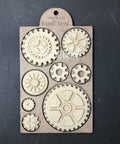 WoodUBend Gear Collection Appliques #56 is the perfect mouldable embellishment for any project!
The Gear Collection Appliques #56 in its packaging staged on a black crinkled background.